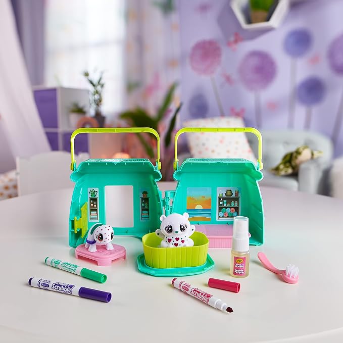 Crayola Scribble Scrubbie Pets Scented Spa, Animal Toy Playset, Includes Washable & Scented Markers, Gifts for Girls & Boys, Ages 3+ | Includes Washable & Scented Markers, Gifts for Girls & Boys, Ages 3+