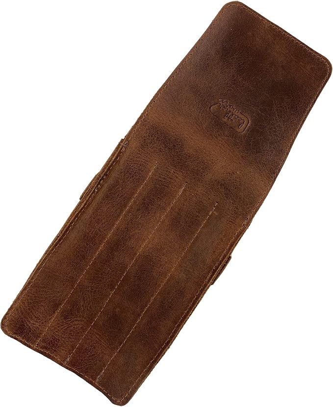 Pen Holder, Pencil Case, Minimalist Style Holder, Classic Storage, Full Grain Leather, Handmade, Bourbon Brown