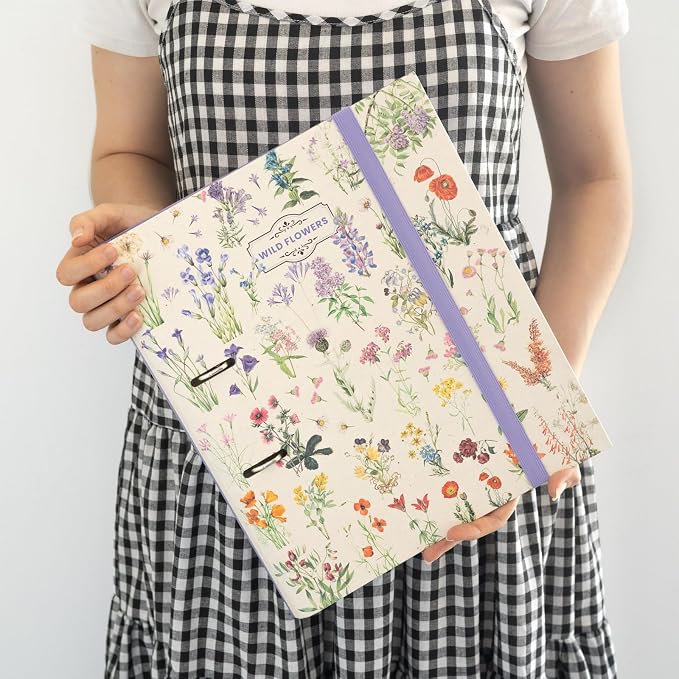 Grupo Erik 2 Ring Binder A4 - Wild Flowers, Stationery Gifts | A4 Folder with Elastic closure, School Folders for Paperwork A4, Back to School Supplies | Cute Stationary Gifts