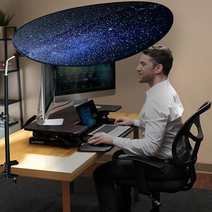 Office Cubicle Desk Shade Anti-Glare Cover Light Sensitive Professionals Cubicle Light Blocker for Workspaces Desk Canopy 36" Circular Shading Light Shade with Clamp