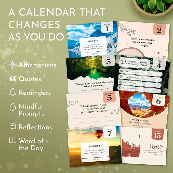 Mindfulness Desk Calendar for Women, 365 Perpetual Days of Self Care & Calm | Inspirational Gifts for Women, Daily Mindful Prompts, Reflections & Quotes, Meditation Desk Decor, Gratitude & Calm