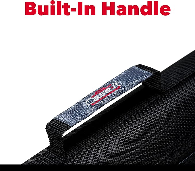 Case-it Zipper Binder | Dual 1.5" D-Rings | 500-Sheet | Z-176 Jet Black | Z Shape, Two Binders in One, Double-Sided, Multiple Pockets, Shoulder Strap, 6-Pack, School & Office