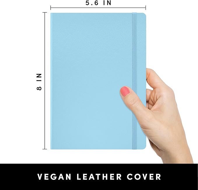 PAPERAGE Blank Journal Notebook, (Light Blue), 160 Pages, Medium 5.6 in x 8 in - 100 GSM Thick Paper – Hardcover Journaling Notebook for Work, School, Note Taking or Sketching