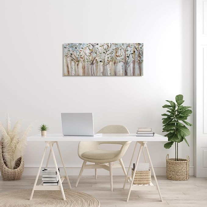 Stupell Industries Bare Branch Trees Birch Forest Fall Twigs Abstract Painting, Design by Susan Jill, Grey, 40 x 17 | Stupell Industries · By Susan Jill · Ready to hang · Nature inspired decor · Made in USA