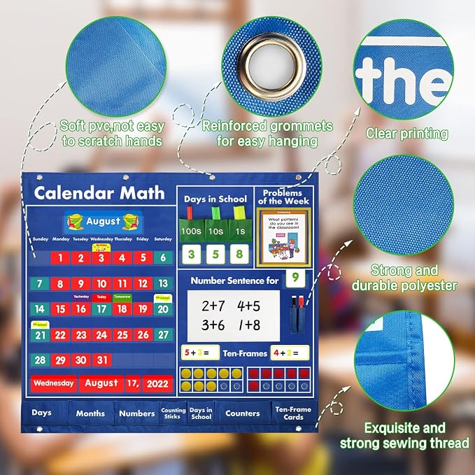 Boczif Math Calendar Classroom Pocket Chart, Classroom Must Haves