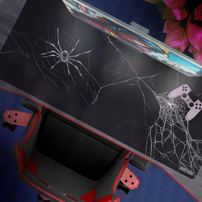 XXL Spider Web Gaming Mouse Pad for Desk - Large Desk Mat for Keyboard and Mouse - PC Mouse Pad with Non-Slip Water-Resistant Rubber Base, Stitched Edges - 35.4x15.7 in (90x40 cm, XX-Large)