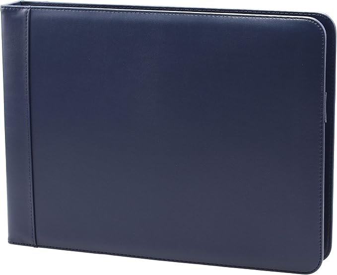 2Fold Business Check Binder 7 Ring for 3-Up Business Size Checks with Extra Business Card Case - PU Leather Deluxe 7 Ring Checkbook Binder Portfolio with 600 Check Capacity and Storage