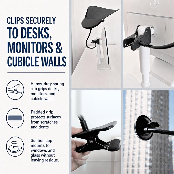 Livvie Desk Shade – Clip-On Cubicle Shade Block Overhead Lights and Glare