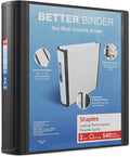 Staples Better Binder, 2-Inch 3-Ring View, Black, 2-Pack | Durable binder for everyday school and office document storage.