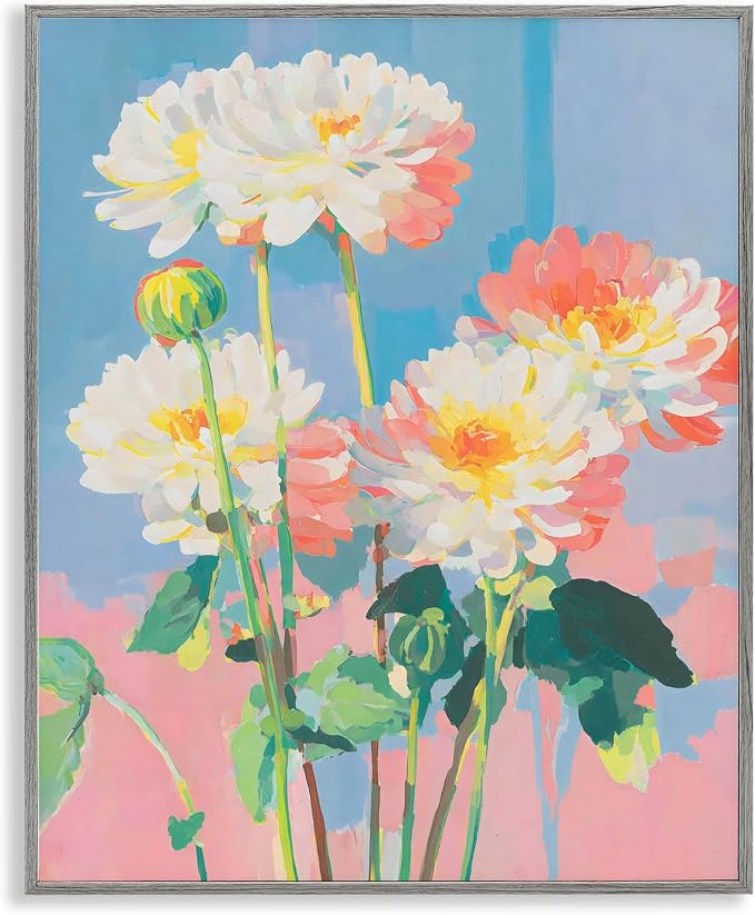 'Colorful Chrysanthemum Impressions'| Framed Giclee Art | Stupell Industries | Gray, 24 x 30 Inches, Easy to Hang and Sturdy, Made in USA, by Sisi and Seb