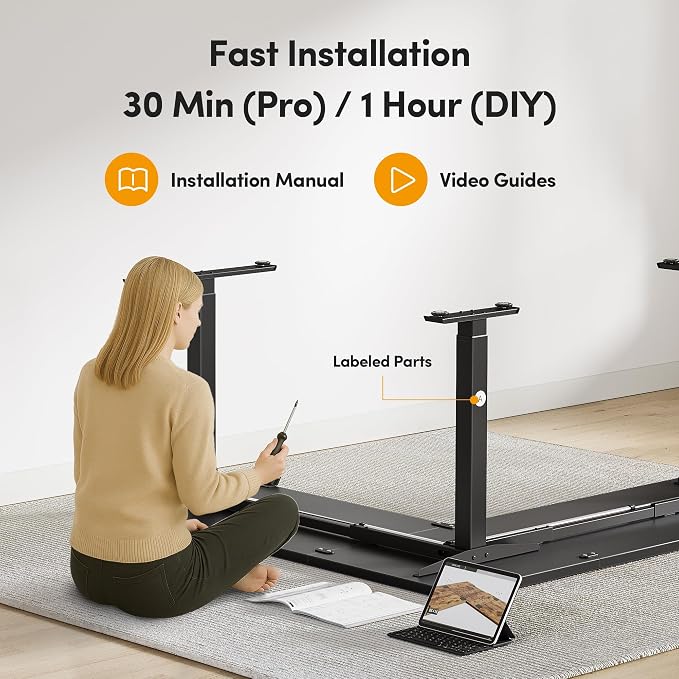CubiCubi 75“ x 63" L Shaped Standing Desk Adjustable Height, Electric Corner Desk, Sit Stand Home Office Desk with Splice Board, Black