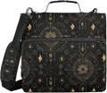 Boho Black Pattern 3 Ring Zipper Binder with Shoulder Strap & Handle 1.5 Inch D-Ring Zippered Bag with Pencil Pouch,Multiple Pocket & Expanding File Folder, Binder Organizer for School or Office