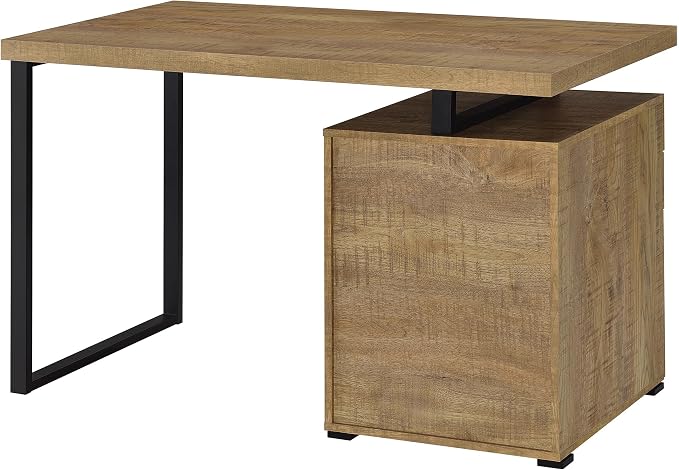 Coaster Home Furnishings - Brennan - Engineered Wood - 47-Inch 3-Drawer Computer Desk with File Cabinet and Open Metal Leg - Home Office - Mango and Black - 800787