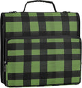 ALAZA Green Black Plaid Zipper Binder 1.5 inch 3 Ring Binder Organizer with Shoulder Strap and Handle for Home Office Work