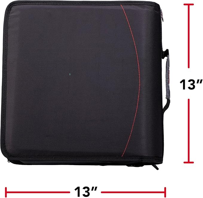 Case-it School Zipper Binder | 3" O-Rings | 600-Sheet | D-156-N Jet Black | Mighty Zip Tab, 5-Color Tab Expanding File Folder, Multiple Pockets, Shoulder Strap, Office