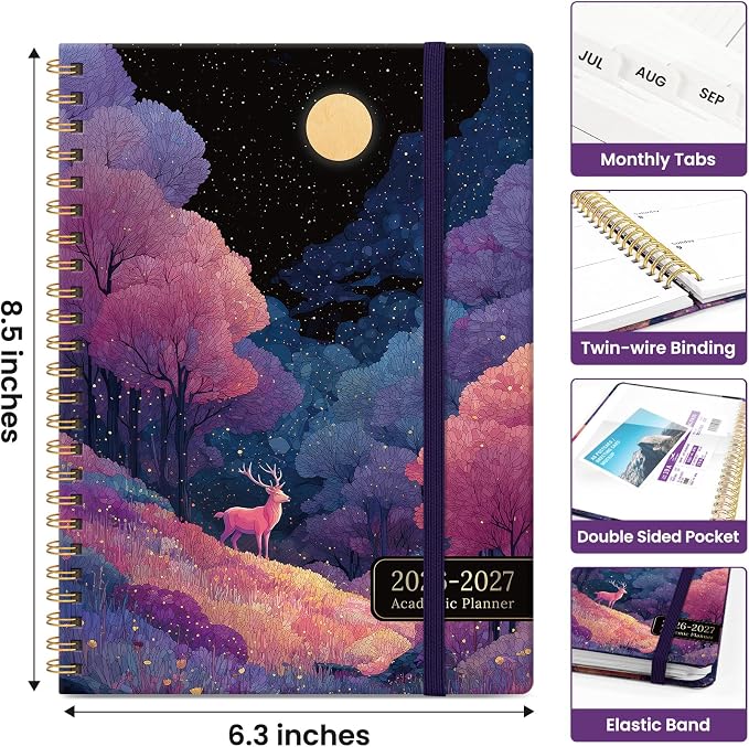 Academic Planner 2026-2027, Jul 2026-Jun 2027 Monthly & Weekly Planner