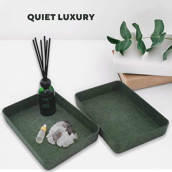 2pc Office desk drawer organizer tray letter-size file Forest Green
