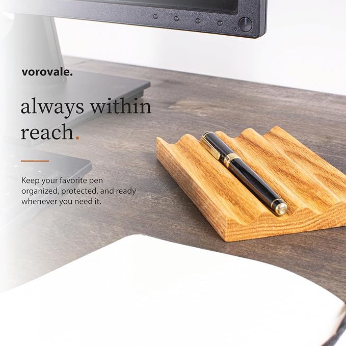 Solid Oak Pen Tray, Minimalist Desk Organizer, Natural Wood Pen Holder with Rounded Wavy Channel, Handcrafted Office Accessory