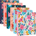 6 Pack Mini Binders 5.5 x 8.5 Three Ring 1 Inch Marble Binder with Elastic Cord Cute Hardcover Marble Binder Floral for School Office Home Photo Album Pages(Floral Style)