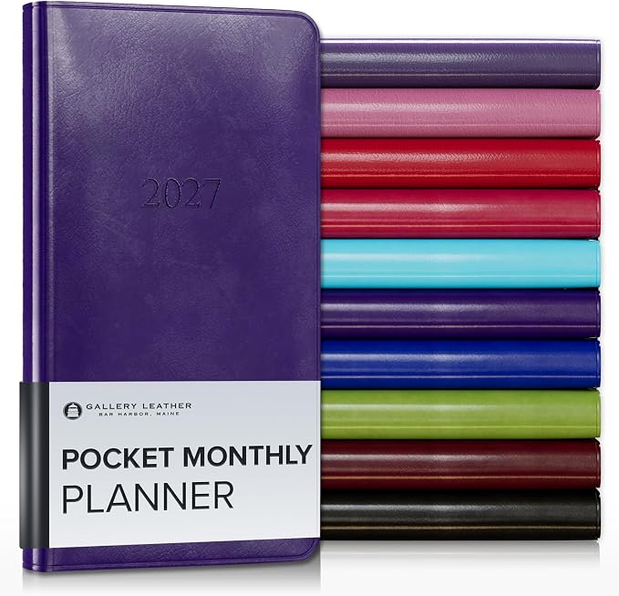 Gallery Leather Pocket Monthly Planner 2026-2027 Acadia Plum
