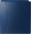 Vintage Faux Leather 3-Ring Binder, 2-Inch Spine, Round Ring, Fits Letter Size 8.5" x 11" Paper, Built-in Interior Pockets, Professional Document Binder (Blue, 2 Inch)