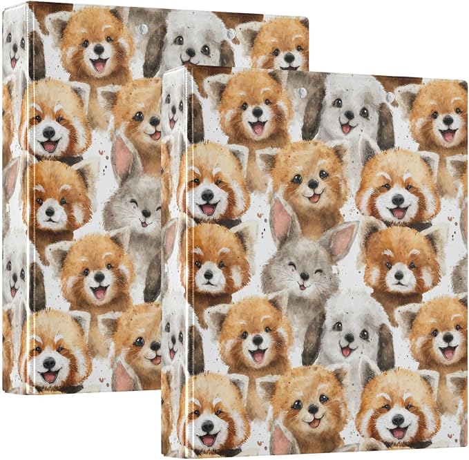 3 Ring Binder 1.5 in Recipe Binders Cute Animal Baby | Decorative Client Records with Clip 3 Clear Interior Pockets for 200 Sheets Letter-Size(11" x 8.5") Paper PVC Cover Folder
