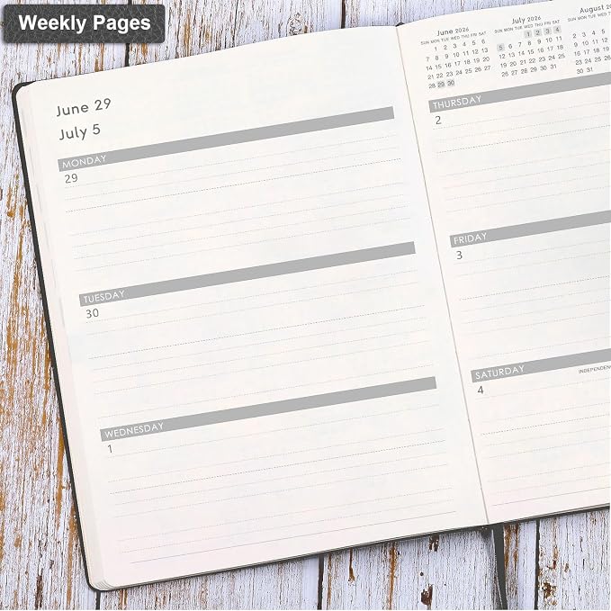 Planner 2026-2027 - 8.5" x 11" 2026-2027 Planner Weekly and Monthly, July 2026 - June 2027, Faux Leather Cover, Pen Holder, Pocket, 25 Notes Pages, A4 Premium Paper - Gray