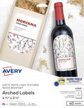 Avery Arched Wine Labels, Sure Feed Technology for Laser Printers, 4.75" x 3.5", 40 White Labels (22826)