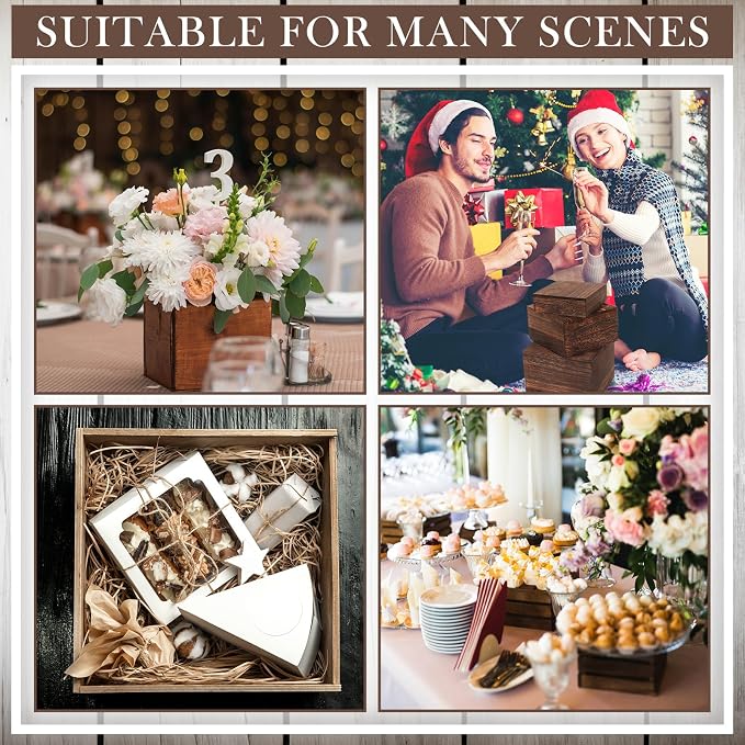 Barydat 6 Pcs Wood Display Risers Stackable Stand Box | Rustic Tiered Stands, Buffet Dessert Riser, Jewelry Stepped Boxes, Collectibles Figures Show, Elevated Platforms Catering