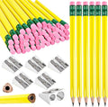 60 Pcs Fat Pencils Bulk Jumbo First Pencil with 6 Pcs Sharpeners Thick Large Triangle Pencils with Erasers for Kids Beginners Preschoolers School Office Supplies