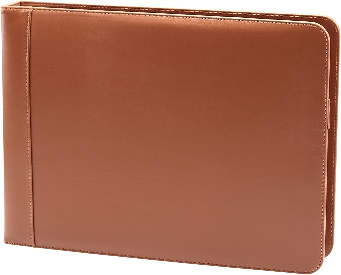 2Fold Business Check Binder 7 Ring for 3-Up Business Size Checks with Extra Business Card Case - PU Leather Deluxe 7 Ring Checkbook Binder Portfolio with 600 Check Capacity and Storage