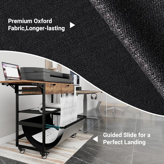 Natwind Wide Format Printer Stand,Plotter Table with Laptop Station,Retro | Plotter/Cutting Machines Stand, with Pull-out Drafting Collection,Roll Paper Holder,Accessory Drawer & Adjustable Shelf