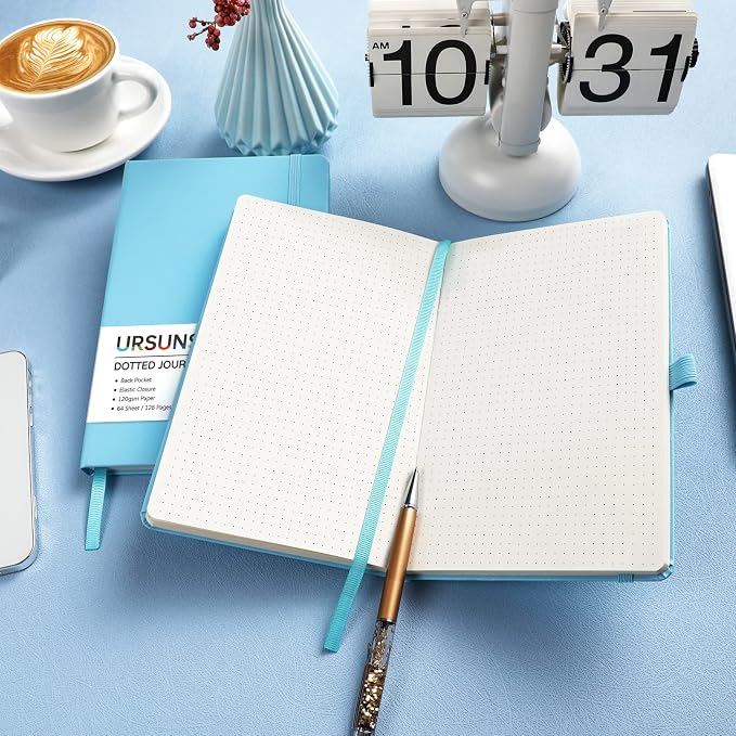 Dotted Journal/Notebook - Dot Grid Hard Cover Notebook, 5.3'' x 8.26''