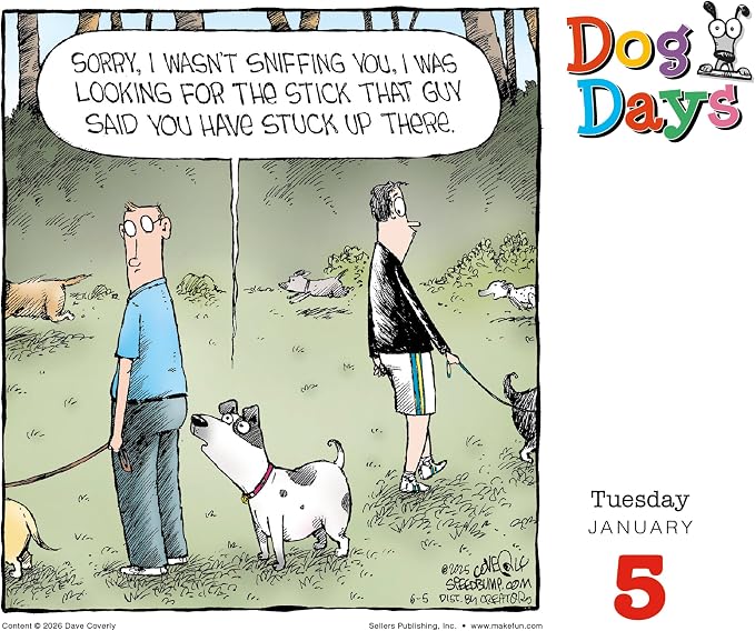 Dog Days 2027 Daily Desk Calendar: Boxed Page-a-Day Funny Dog Cartoon Calendar by Dave Coverly with Day-to-Day Laughs & Canine Comedy