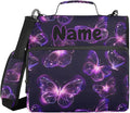 Custom Butterflies Purple Neon 3 Ring Binder Bag 1.5 inch Personalized Name Binder Organizer 500 Sheet Documents Storage for School Office
