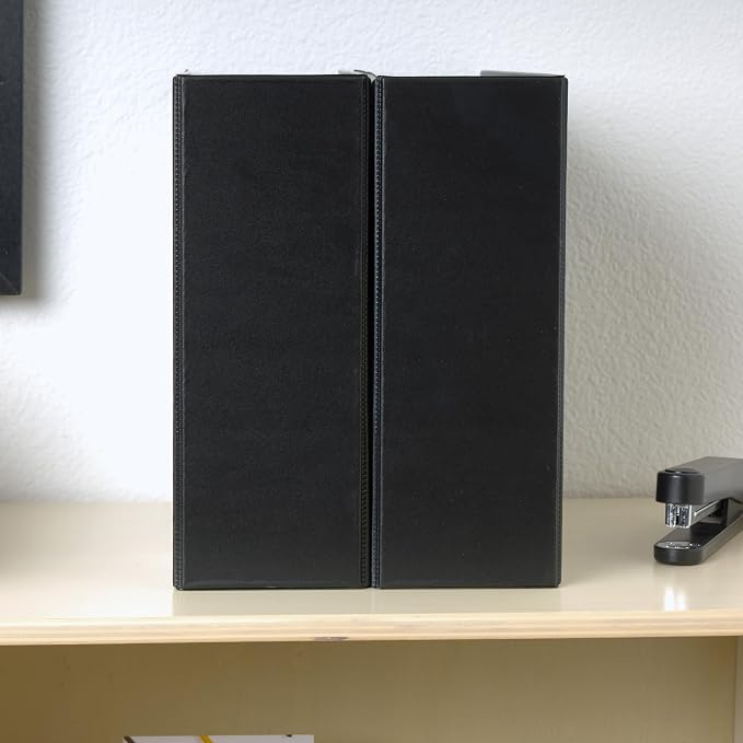6 Pack Black 3-Ring Binders, 3", Slant D-Ring, Durable, EPI Premium, Heavy Duty, Holds 600 Sheets, Clear View Presentation, Non-Stick, 2 Inside Pockets, Organizer for School, Home Office