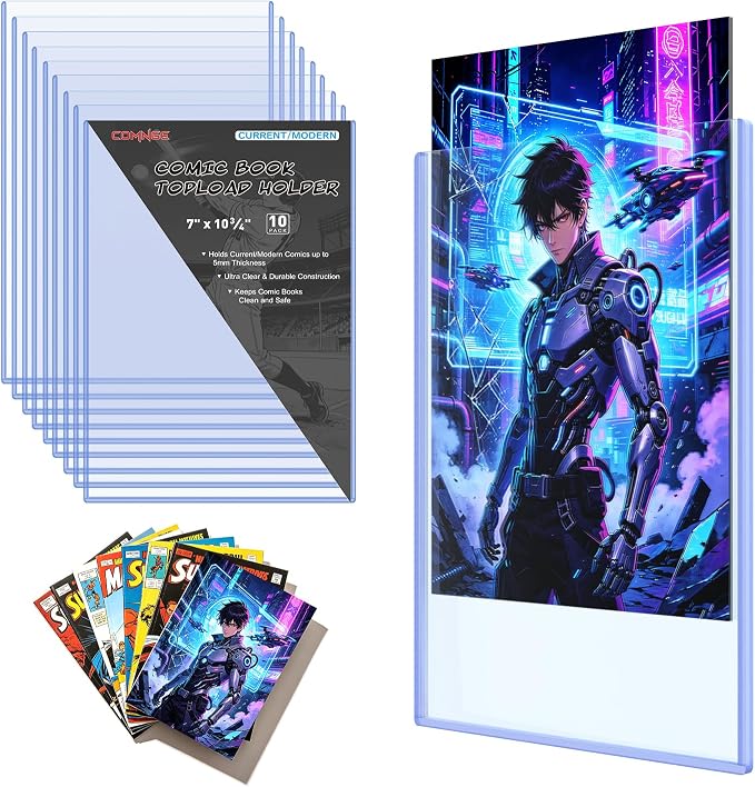 10ct Current Comic Book Toploaders - Crystal Clear Rigid Protectors | Protect Modern Comics from Scratches, Dust and Moisture, Rigid Clear Holders Provide Safe Storage and Display Protection