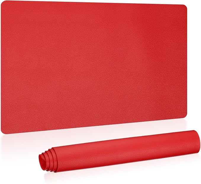 PATIKIL Desk Mat, 24"x13" Non-Slip Waterproof PU Leather Desktop Protector Dual Sided, Dark Red