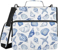 Navy Seashells Zipper Binder 3 Ring with Handle and Shoulder Strap, 500 Sheet Binder Organizer Capacity & Multi-Pockets for School Office