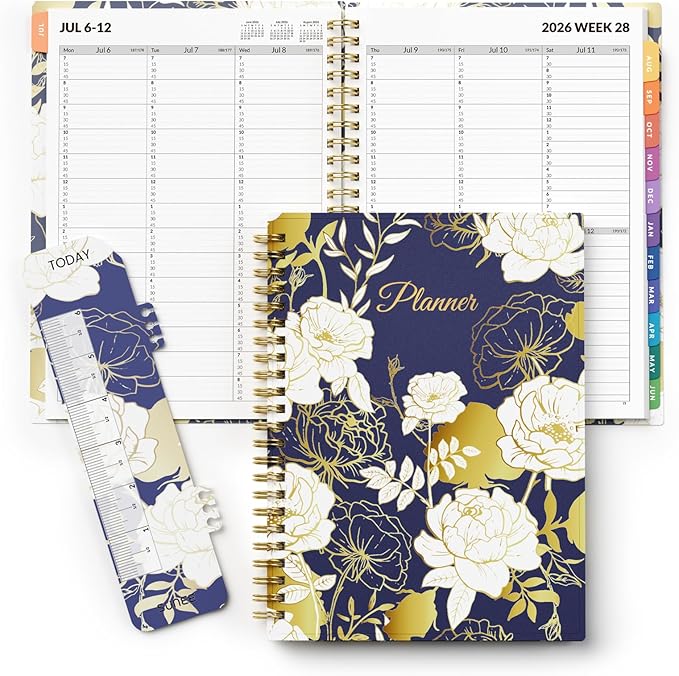 SUNEE 2026-2027 Appointment Book, Quarter-Hourly, Weekly & Monthly - from July 2026 to June 2027, 6.4"x8.3" Academic Planner, Flexible Cover, Note Pages, Bookmark, Spiral Binding, Vintage