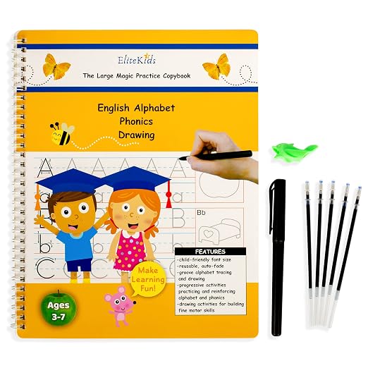 Teacher Designed Large Reusable Practice Workbook for Kids. Groove Letter Tracing Alphabet Book, Phonics and Handwriting Book. Pre K and Kindergarten Workbook