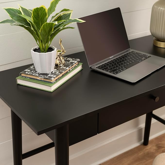 Linon Melissa Black Wooden One Drawer Writing Desk