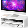 BEYGORMMonitor Stand Riser, White, 16.5 inch, 2 Tiers Wood Desk Shelf | Computer Screen Stand with Storage, For Desktop Laptop/Screen/TV/PC/Printer 16.5"L x 7.8"W x 5.2"H
