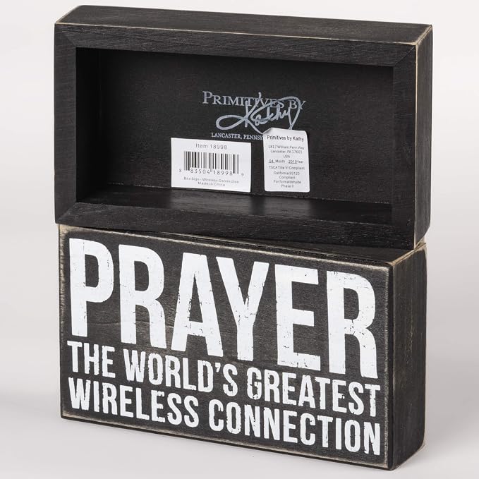 Primitives by Kathy 18998 Classic Black and White Box Sign, 4 x 7-Inches, Wireless Connection