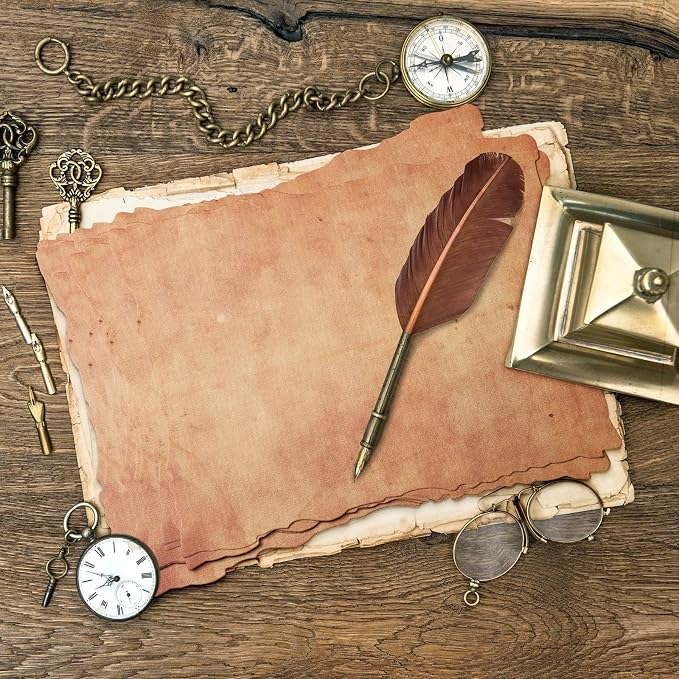 Harloon 50 Pcs Vintage Old Looking Cotton Paper Deckle Edge,8.5x11 Inch | 200 Gsm Thick Cardstock Blank, Antiqued Watercolor, For Invitations Bookmarks Drawing Writing Greeting Scroll Crafting