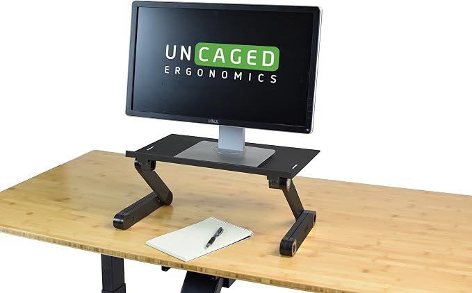 WorkEZ Monitor Stand, Single Mount Height Adjustable Monitor Riser for Desk, Ergonomic Desktop Computer Stand