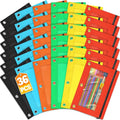 Pencil Pouch for 3 Ring Binder, 36 Packs Zipper Pencil Pouch Bulk 6 Colors | Pencil Case for Binder with Clear Window, Pencil Pouches Bulk for School Classroom, Teacher Students Supplies Bulk