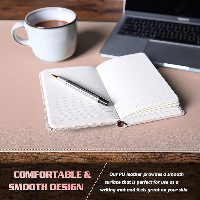 K KNODEL Desk Mat, Blotter, Dual-Sided Office Desk Pad, Waterproof Desk Mat for Desktop, Desk Blotters, PVC Leather Pad Protector (Pink, 31.5" x 15.7")