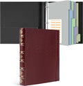 Ospelelf Vintage 3 Ring Binder 1 Inch, Leather Hardback D Ring Binder with Pockets and 5 Tab Dividers, Book Style Document Organizer Fits Letter Size for Home and Office Burgundy