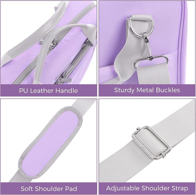 SKYDUE Zipper Binder 3 Inch D-Ring School Binder, Oxford Fabric School Organizer Holds 700+ Sheets, Fits 14" Laptop, Water-Resistant, Handle & Shoulder Strap, 14"x13" – School Supplies, Purple